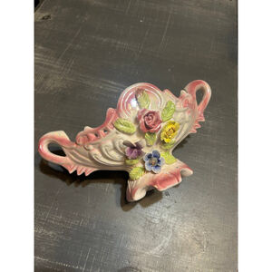 Unbranded Decor Pink White Floral Ceramic Centerpiece Bowl One Size